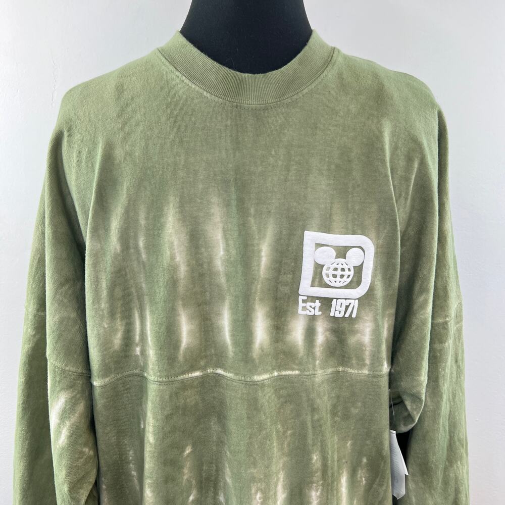 NWT Spirit Jersey DISNEY Olive Green Cotton Long Sleeve Crewneck Top Size S - Picture 4 of 9